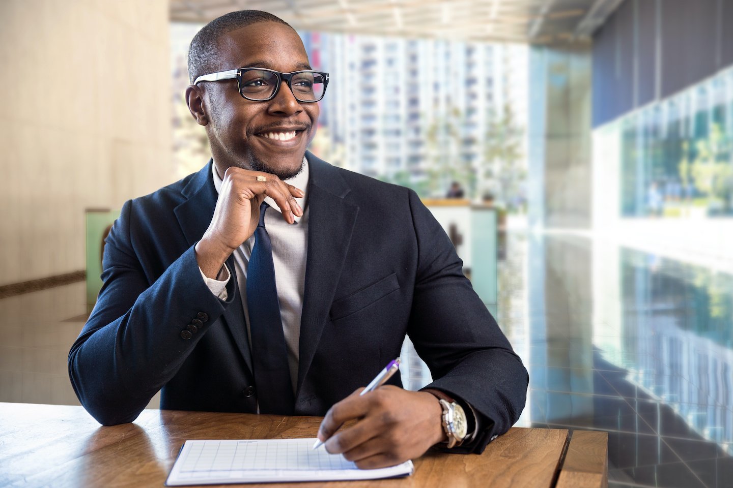 Businessman in office relaxing in chair